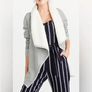 Abercrombie & Fitch Sherpa Open Front Cardigan in Grey Size XS